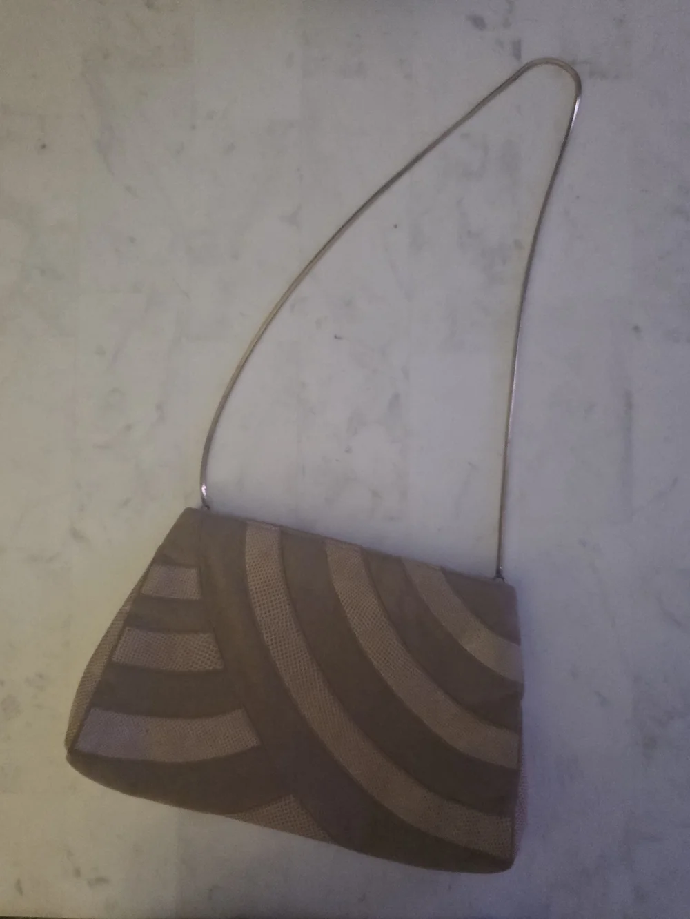 Neutral Brown Patterned Evening Wristlet Clutch